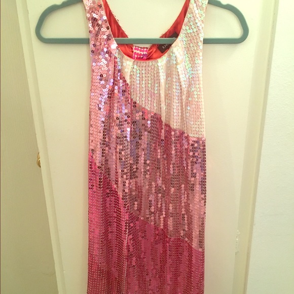 Pink and white sequin party dress