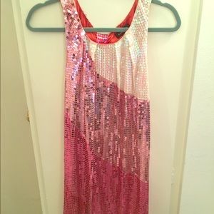 Pink and white sequin party dress