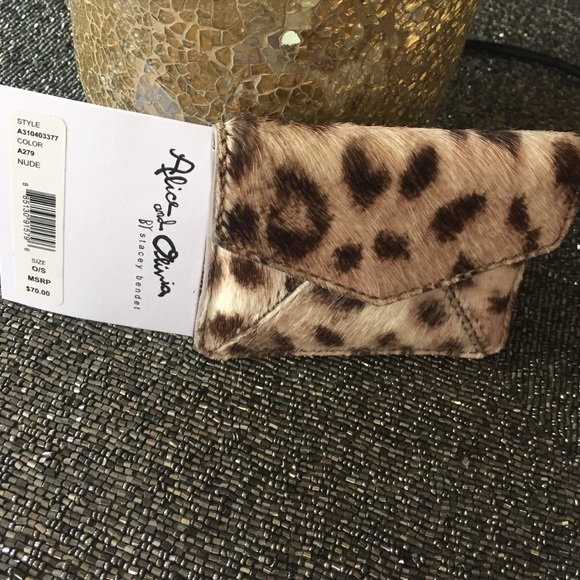 Alice and Olivia envelope dusty leopard pouch