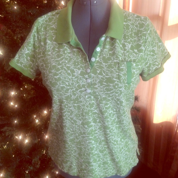 Lime green and white polo