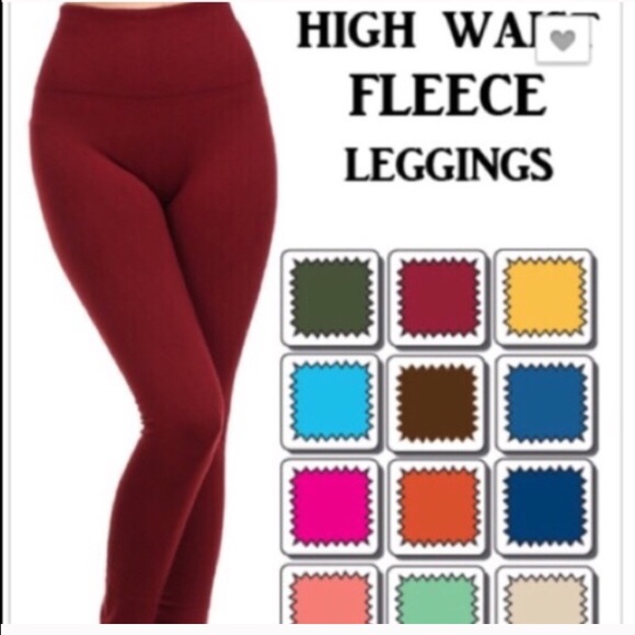 Burgundy High Waist Tummy Control Leggings - Picture 2 of 4