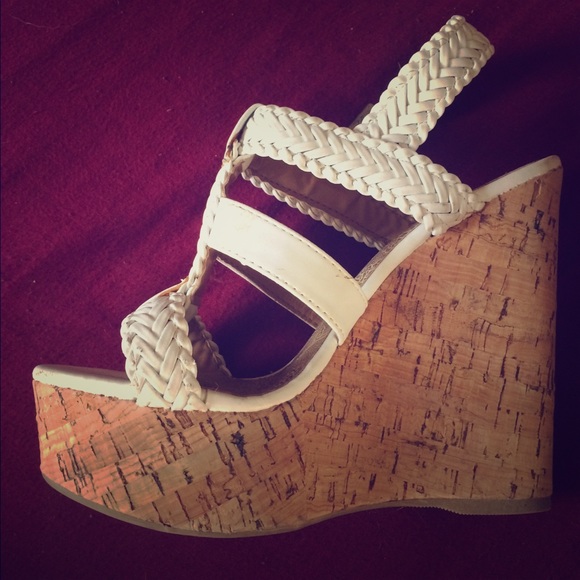 White wedge sandals