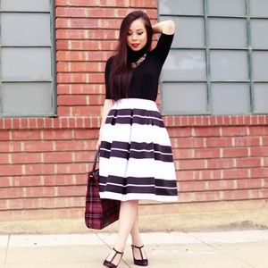 Brand New Express B&W Striped High Waisted Skirt