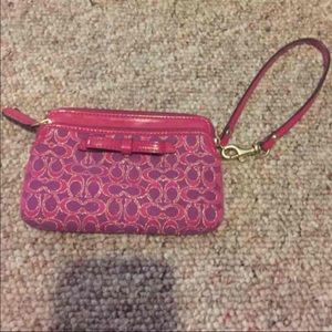 Pink coach wristlet