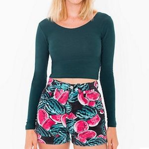 Cotton Spandex Long Sleeve Crop Top
