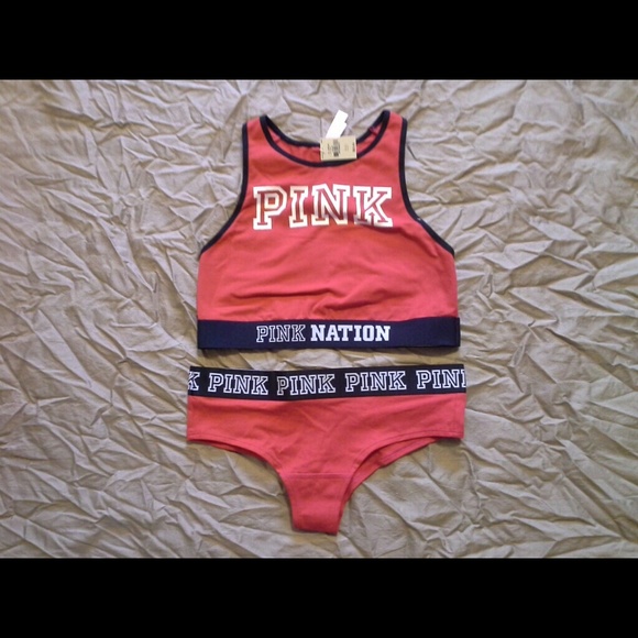 PINK Victoria's Secret Other - Pink Nation sports bra & cheeksters. And Crew