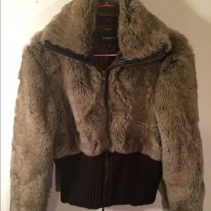 Express Faux Fur Brown Coat