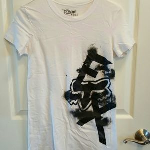 FOX white top with black sparkle lettering. New.