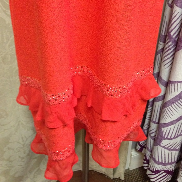 NWT St. John Coral Knit Beaded Dress Size 14 $1295 - Picture 3 of 4