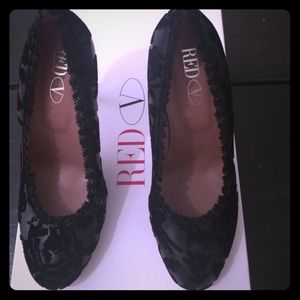 Red Valentino black leather with velvet heels