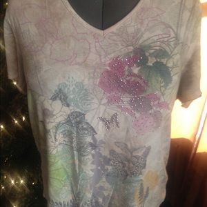 Embellished V-neck top