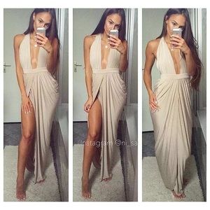 House of CB deep v maxi dress