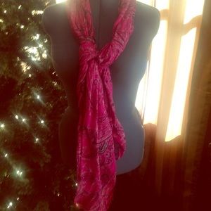 Raspberry and black paisley scarf