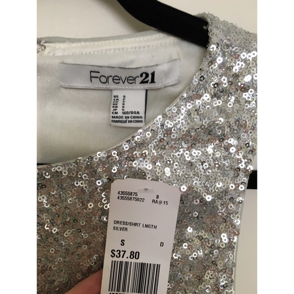 🚫DONATED🚫 Forever 21 Silver Sequin Mini Dress - Picture 3 of 4