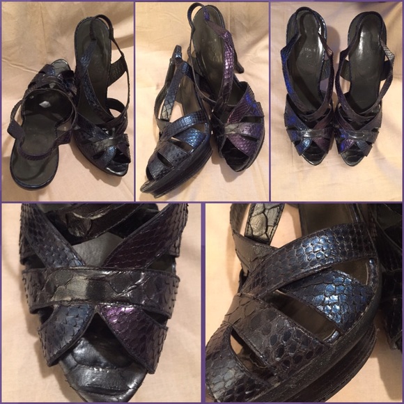 Stuart Weitzman Green/Purple iridescent Python - Picture 2 of 3