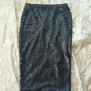 Black sequin pencil skirt