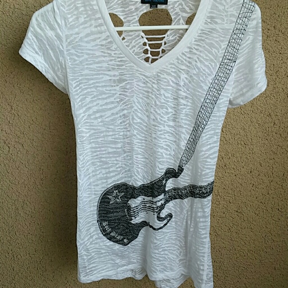Guitar ripped back t shirt