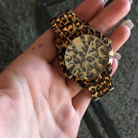Guess cheetah gold watch