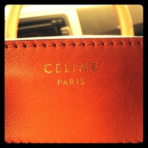 Celine Handbag Red Pebbled Leather