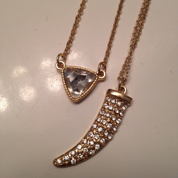 NWOT - Unique Gold / Crystal Necklace Set