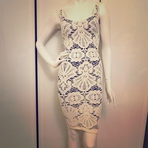 free people lace bodycon dress blk/ivory XS/S