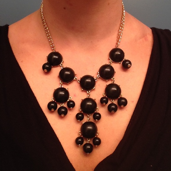 Gold Statement Necklace w/ Black Beads