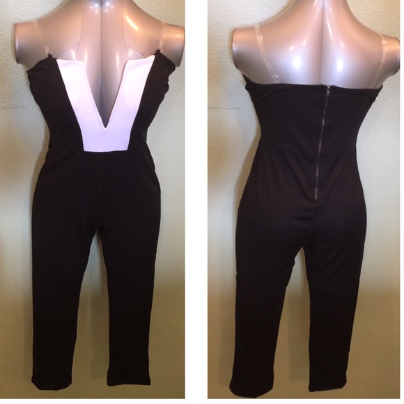 Strapless V Neck Jumpsuit Sz Medium - Picture 2 of 2