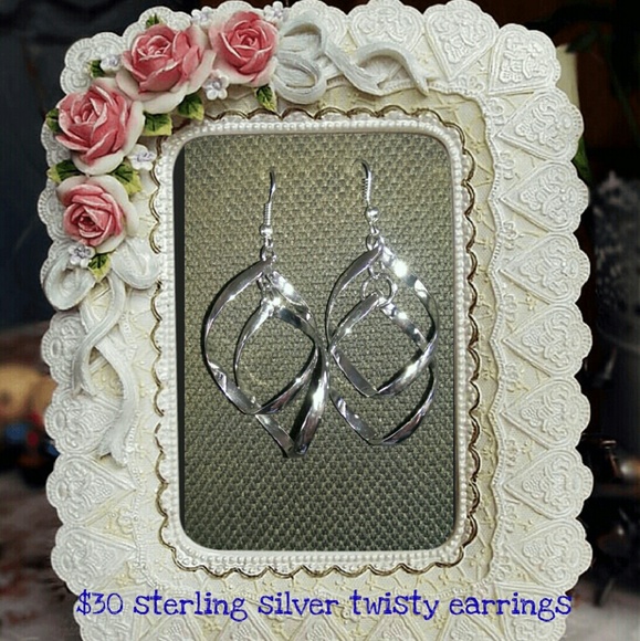 Sterling silver twisty drop earrings - Picture 1 of 1