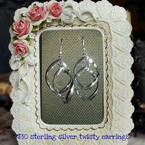 Sterling silver twisty drop earrings