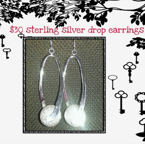 Sterling silver drop earrings - Picture 1 of 1