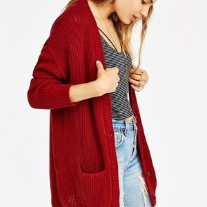 BDG red knit cardigan