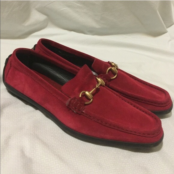 Red 🍒 Suede Gucci loafers