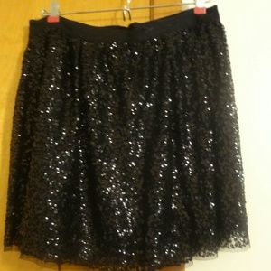 J. Crew Black Sequined Mini Skirt.