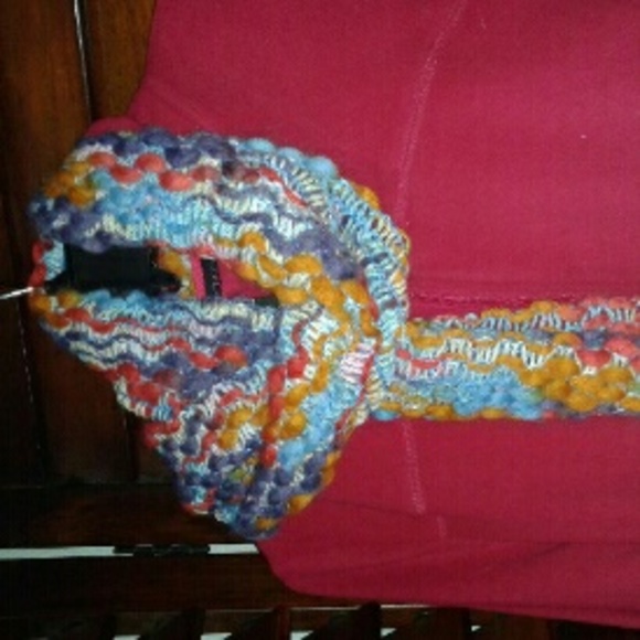 Scarf multi color long fringe