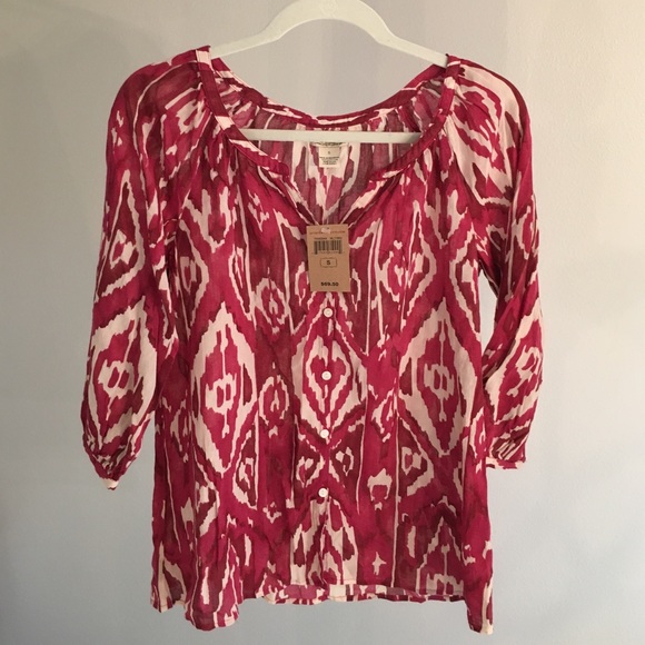 NWT Lucky Brand maroon patterned blouse