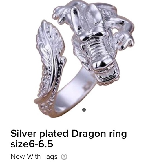 Silver plated Dragon ring size6-6.5
