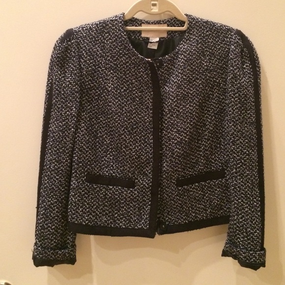 H&M black and white tweed jacket