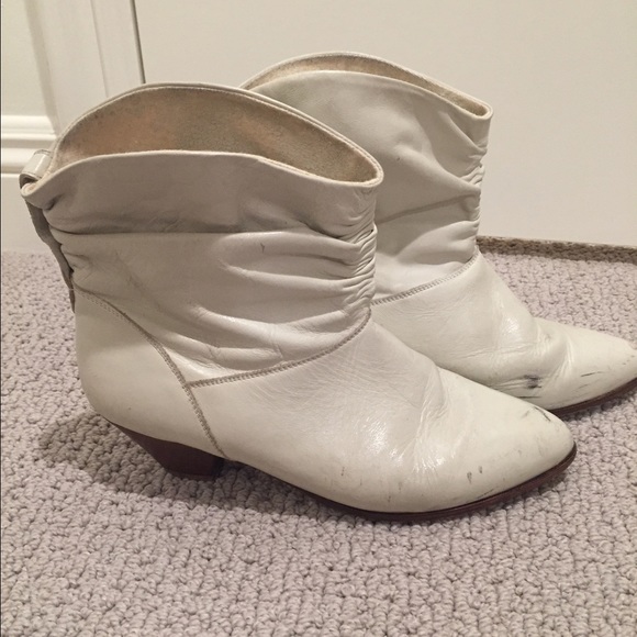vintage white ankle boots
