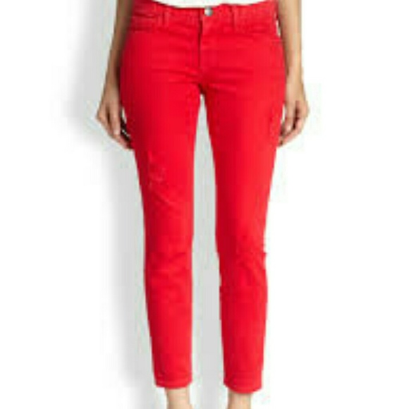 Red cropped jean