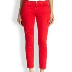 Red cropped jean