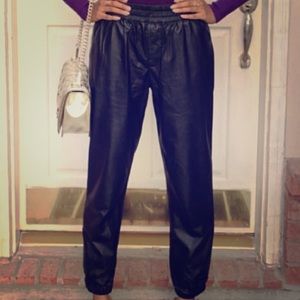 Leather joggers