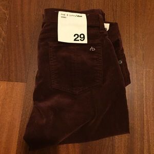 NWT Rag & Bone/JEAN burgundy skinny corduroy