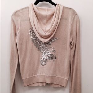 Cashmere-blend Sequins Zip Hoodie Cardigan Sweater