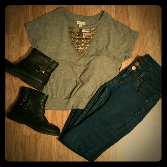 Grey beaded shirt silence + noise xs