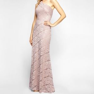 *SOLD*Alex Evening Rose Gold Lace long formal gown