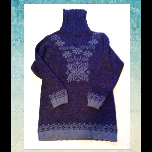 ❄️Nordic Long Sweater wool blend blue sz Medium