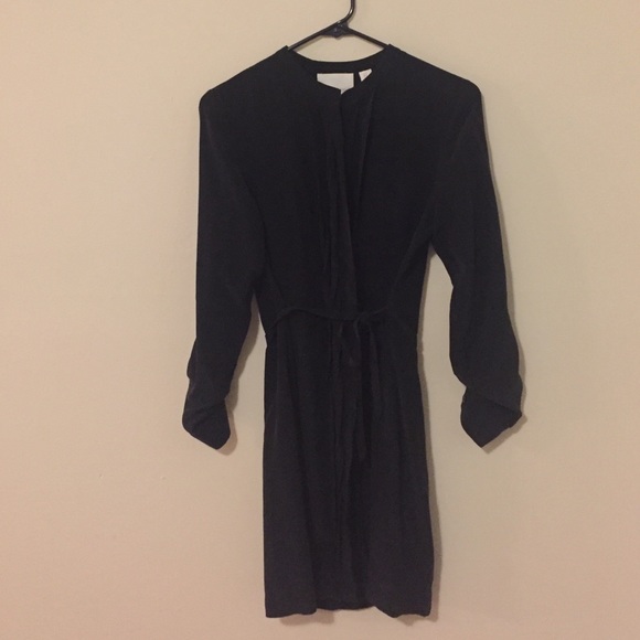 Long sleeve black button up dress