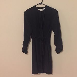 Long sleeve black button up dress