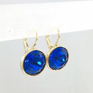 Classic Capri Blue Earrings with Swarovski Crystal