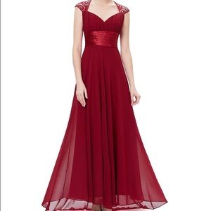 Dark Red Formal with sequin top.